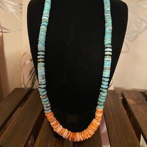 Gorgeous Turquoise and Spiney Oyster Shell Necklace